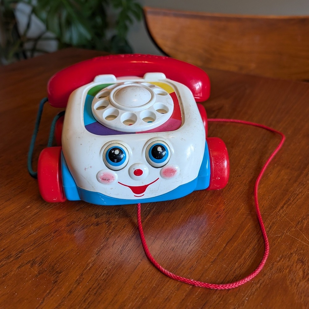 Vintage 1993 Fisher-Price Chatter Telephone Pull Toy Rotary Dial Model 2251